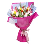 Букет из 35 тюльпанов яркий микс